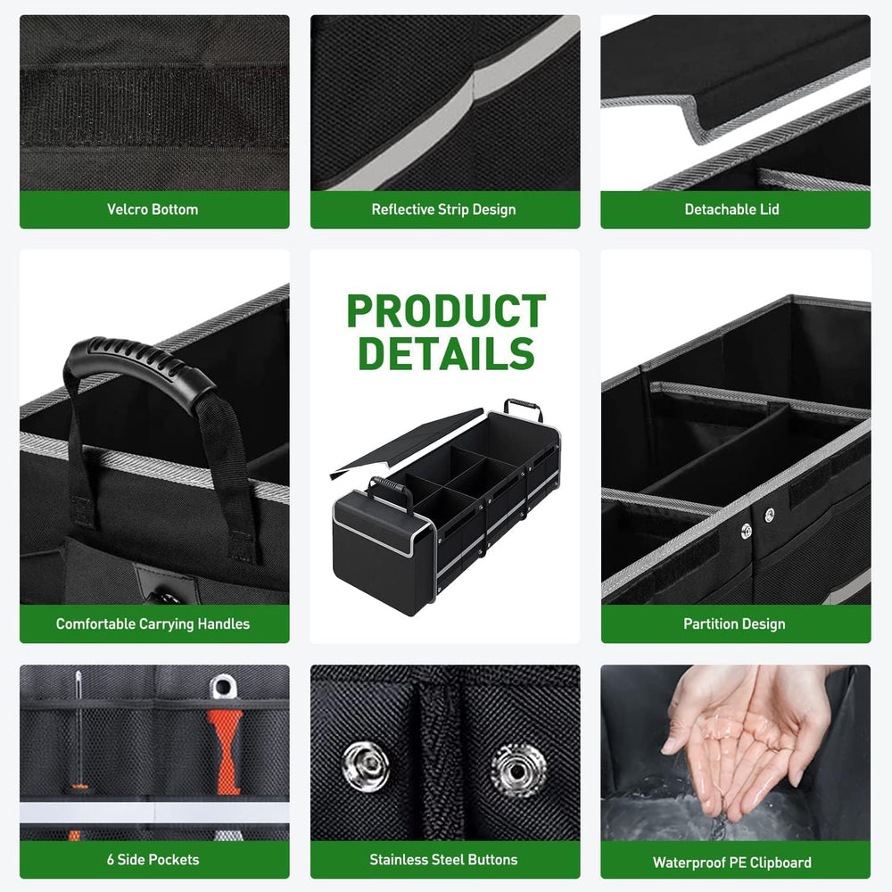 Snuopfy Trunk Organizer - Foldable Car Organizer for SUVs & Sedans Storage