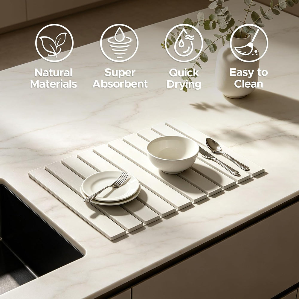Stone Drying Mat of Kitchen Counter, Water Absorbent Diatomite Bath Mat