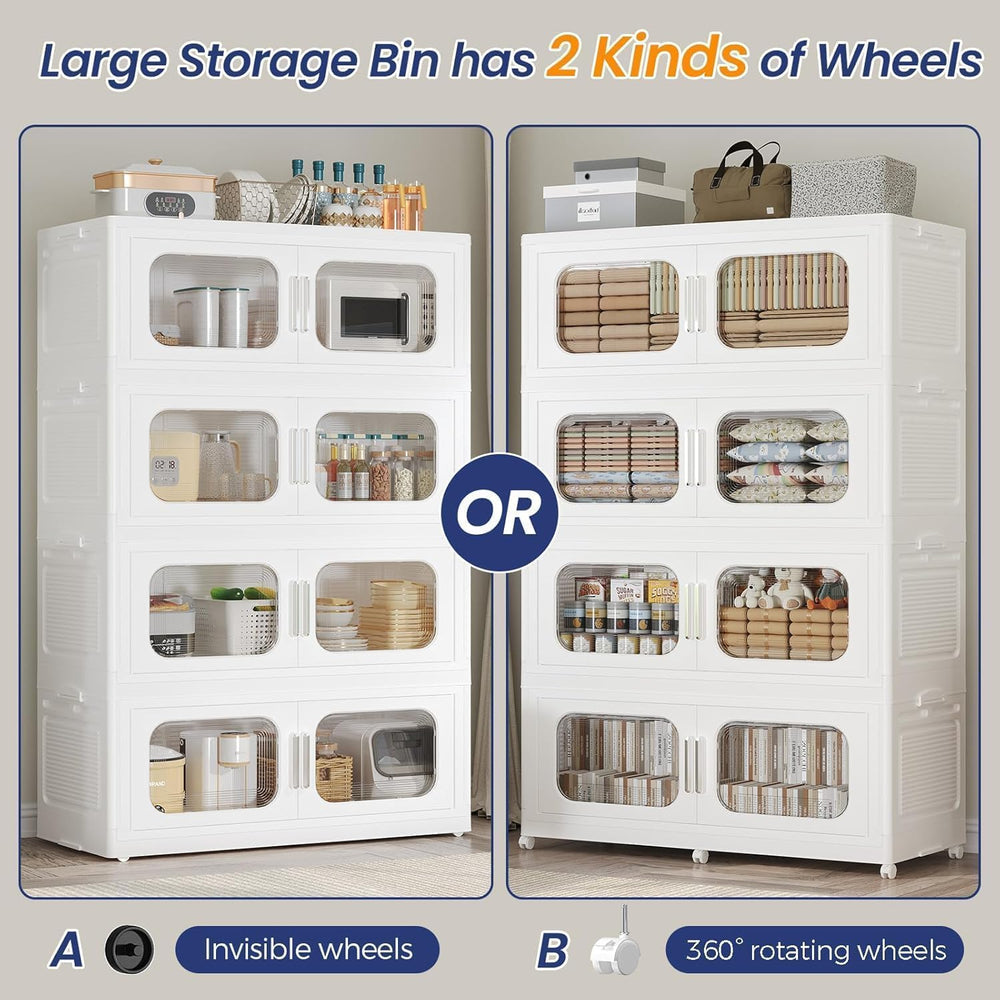 200Gal Extra Large Stackable Storage Bins with Lid & Doors & Wheels, ...