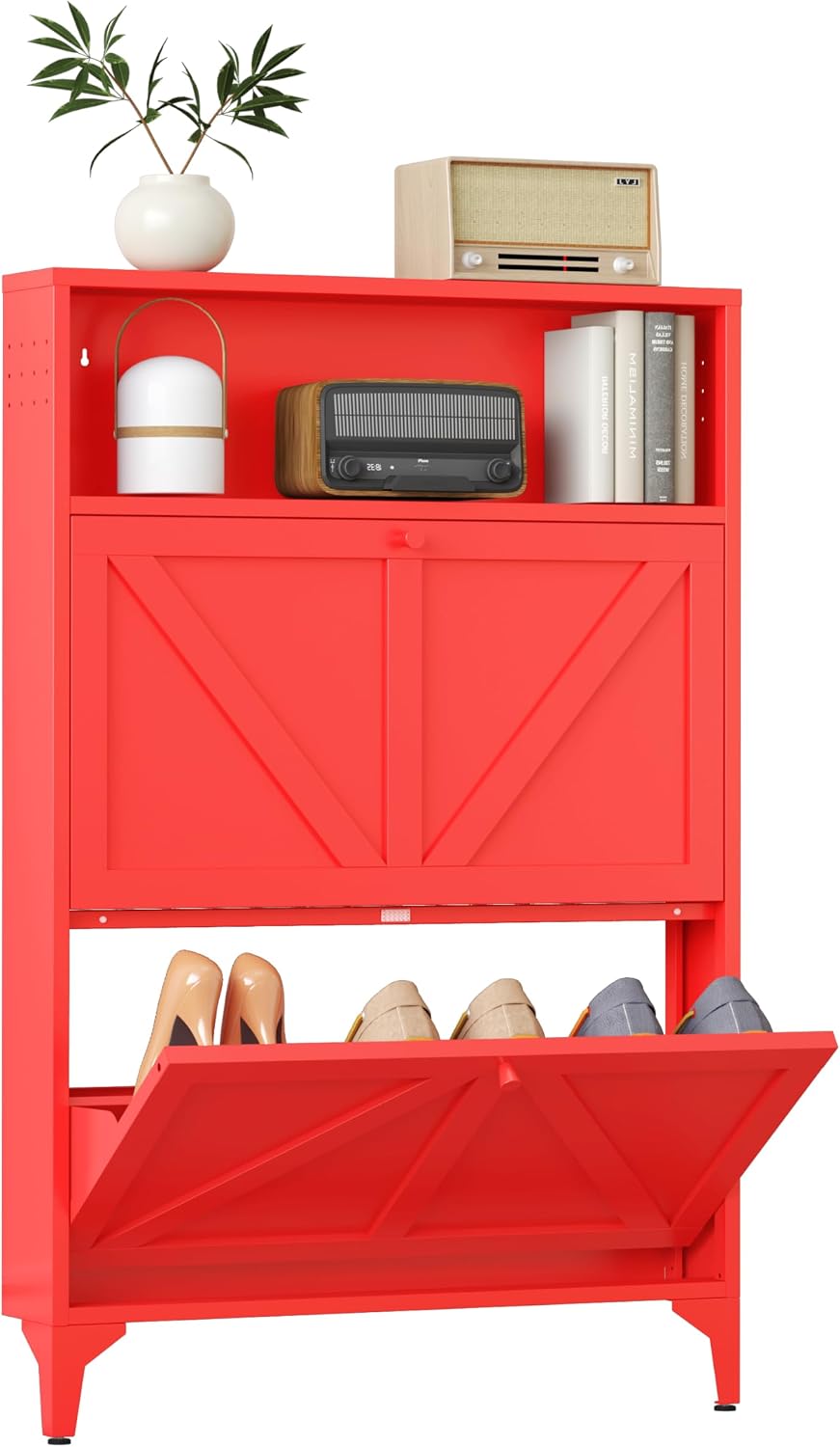 Shoe Storage Cabinet for Entryway with 2 Flip Drawers, Freestanding Shoe Orga...