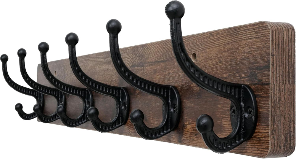 WEBI Rustic Coat Rack Wall Mount,24" Long 6 Cast Iron Coat Hooks Wall Mo...