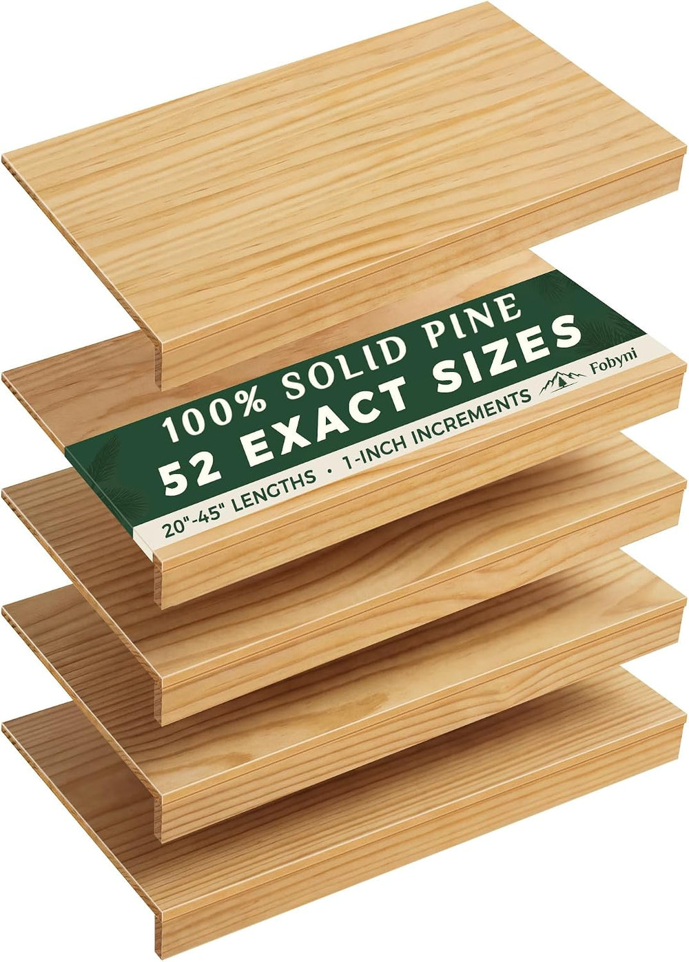 Solid Pine Wire Shelf Covers, 16" D x 21" L, Tool-Free Pantry Rack