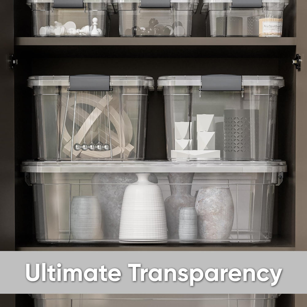Superio Storage Bins with Lids, Clear Plastic Containers for Organizing, Stac...