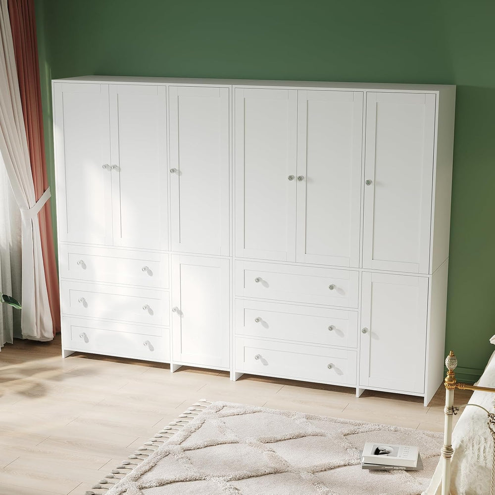 VOWNER 71" Armoire Wardrobe Closet with 3 Drawers and Mirror