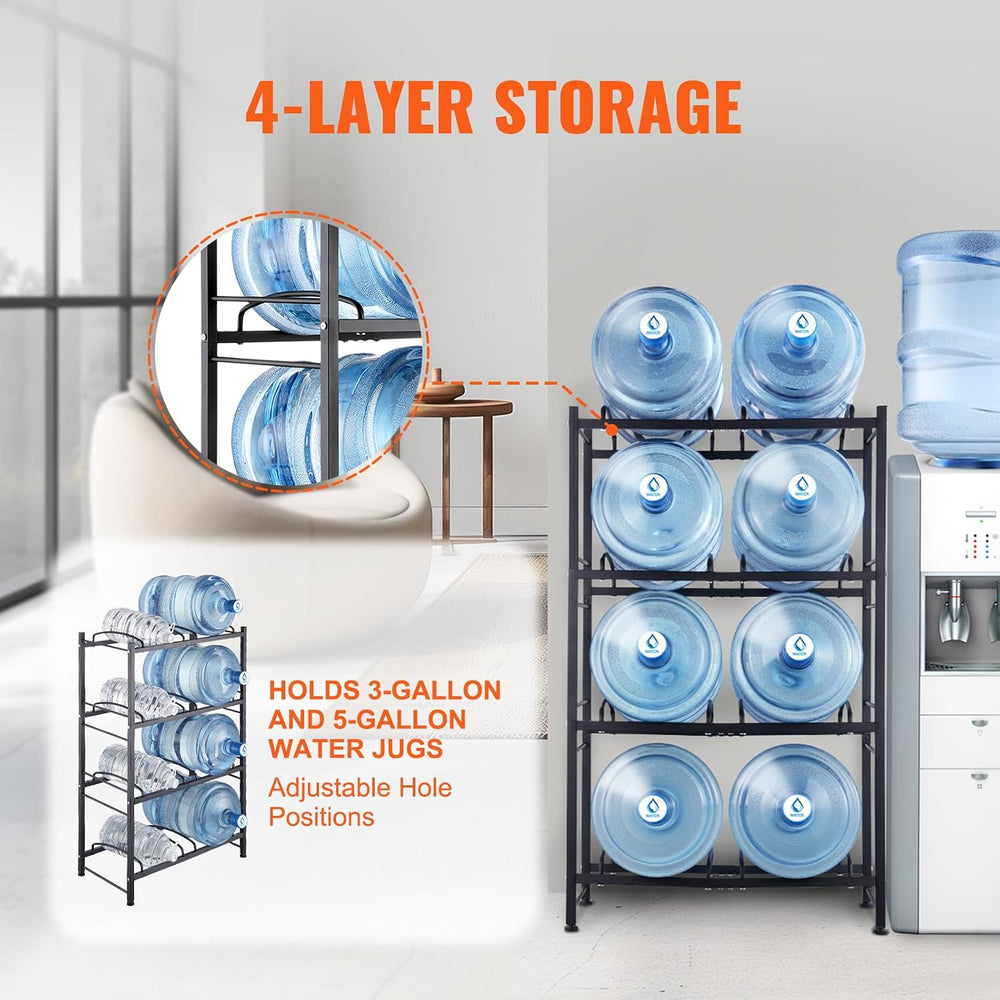VEVOR 5 Gallon Water Jug Holder, 4 Tiers Double Row Heavy Duty Water Bottle R...