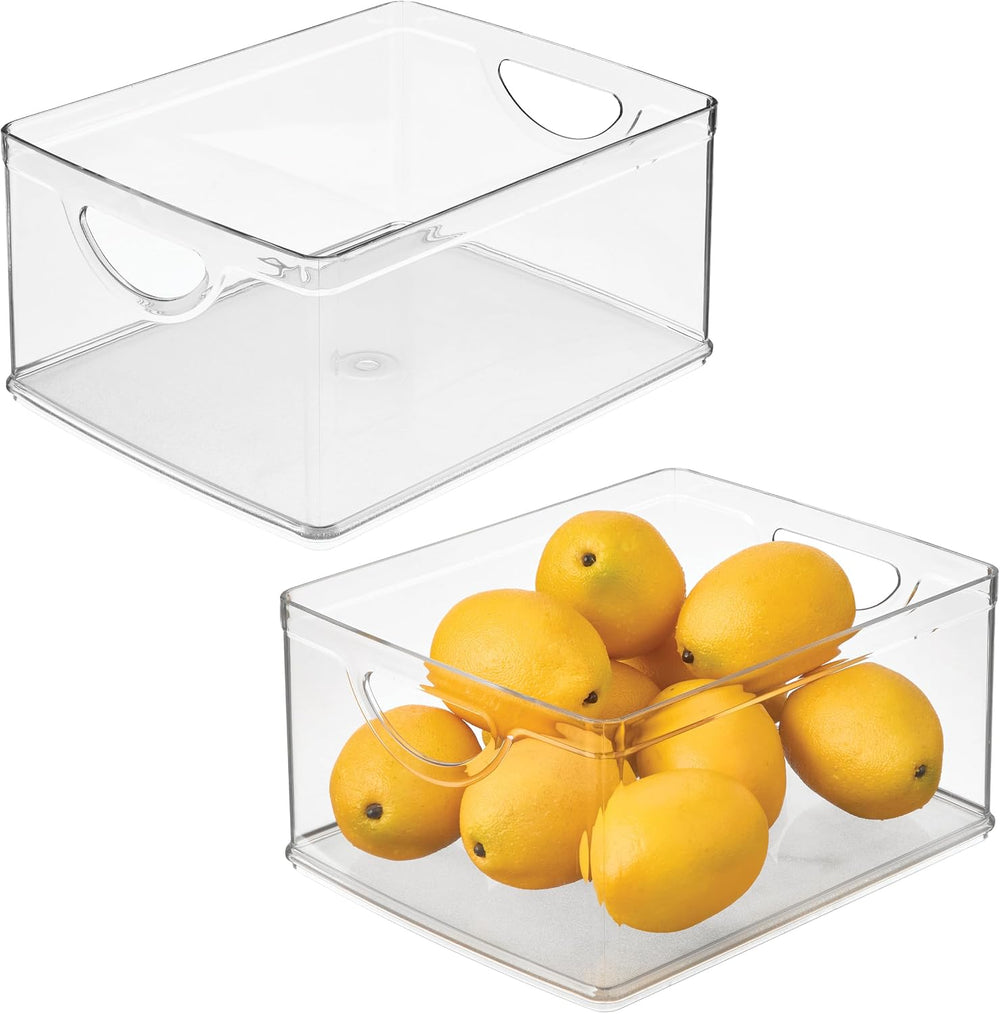 iDesign Pantry Storage Bins with Handles, Set of 2, Clear