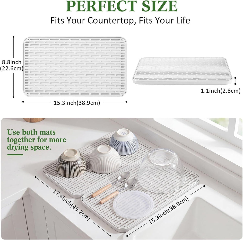 2 Pack 3-layer Stone Dish Drying Mat for Kitchen Counter, 15.3'' x 8....