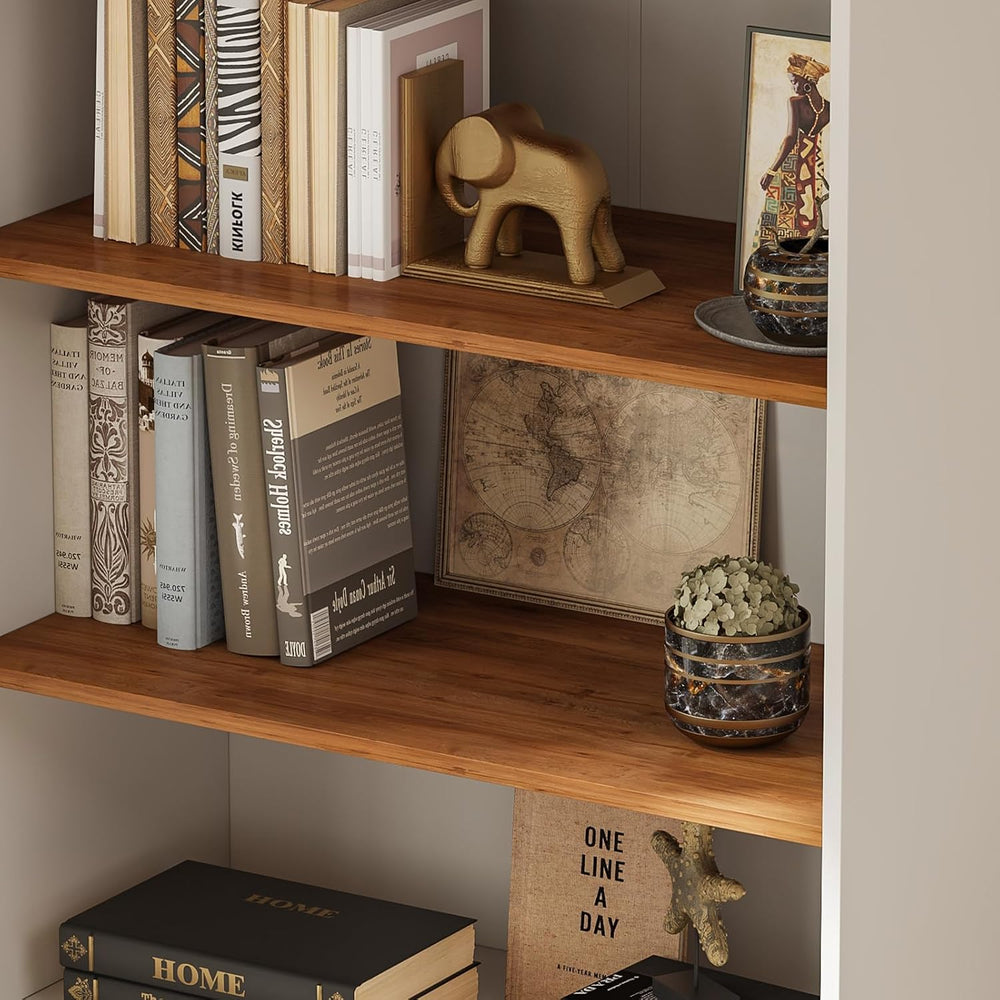 ivaniti 70.8" Tall Farmhouse Bookshelf with Doors, Modular Storage Cabin...