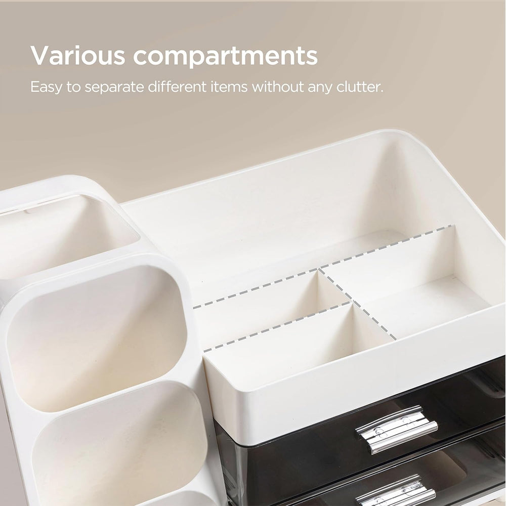 HBlife Makeup Organizer with Brush Holder for Vanity, Large Plastic Bathroom ...
