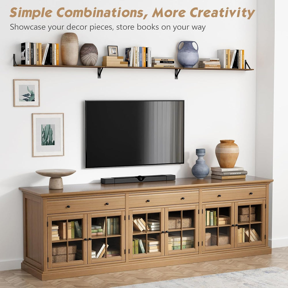 Forbena 48 Inch Floating Shelves for Wall Long Set of 3, Large Wooden Wall Bo...