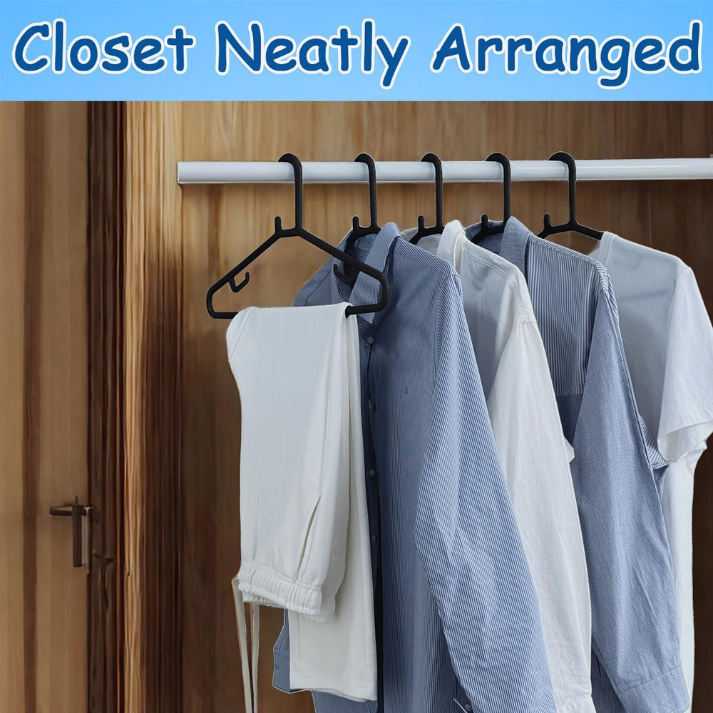 KNM Extra Wide 19 Inch Hangers for Plus Size Clothes, Black, 20 Pack
