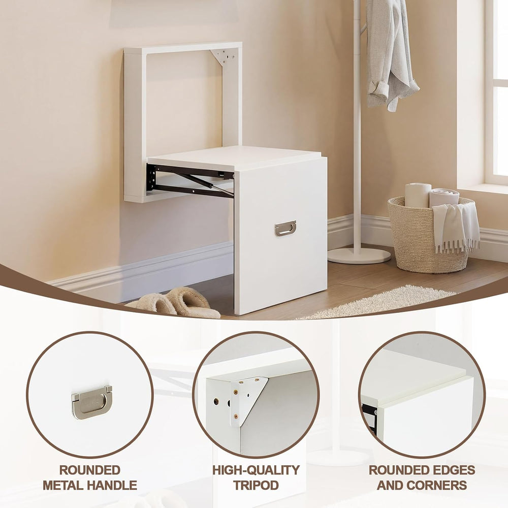 Geelin 1 Pcs Wall Mounted Folding Chair, Modern Entryway Shoe Changing Stool,...