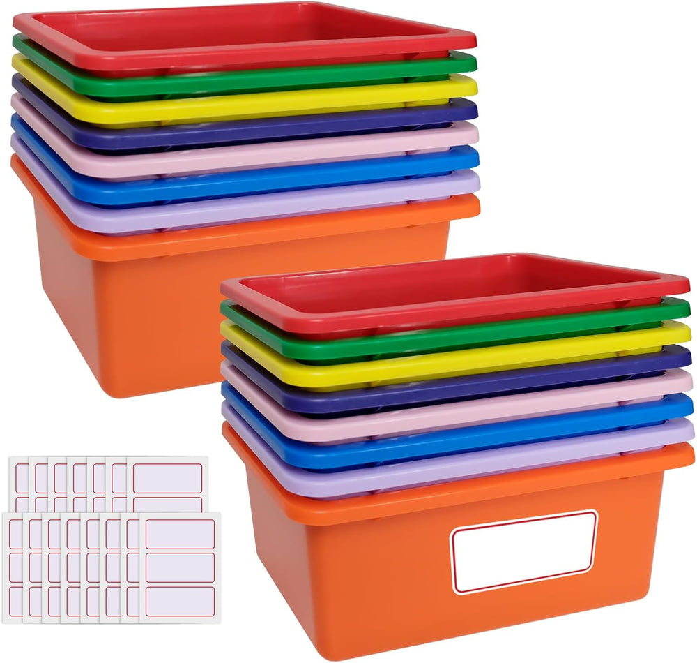 16 Pcs Plastic Cubby Storage Bins 8 Colors Home Organization Cubby Containers...