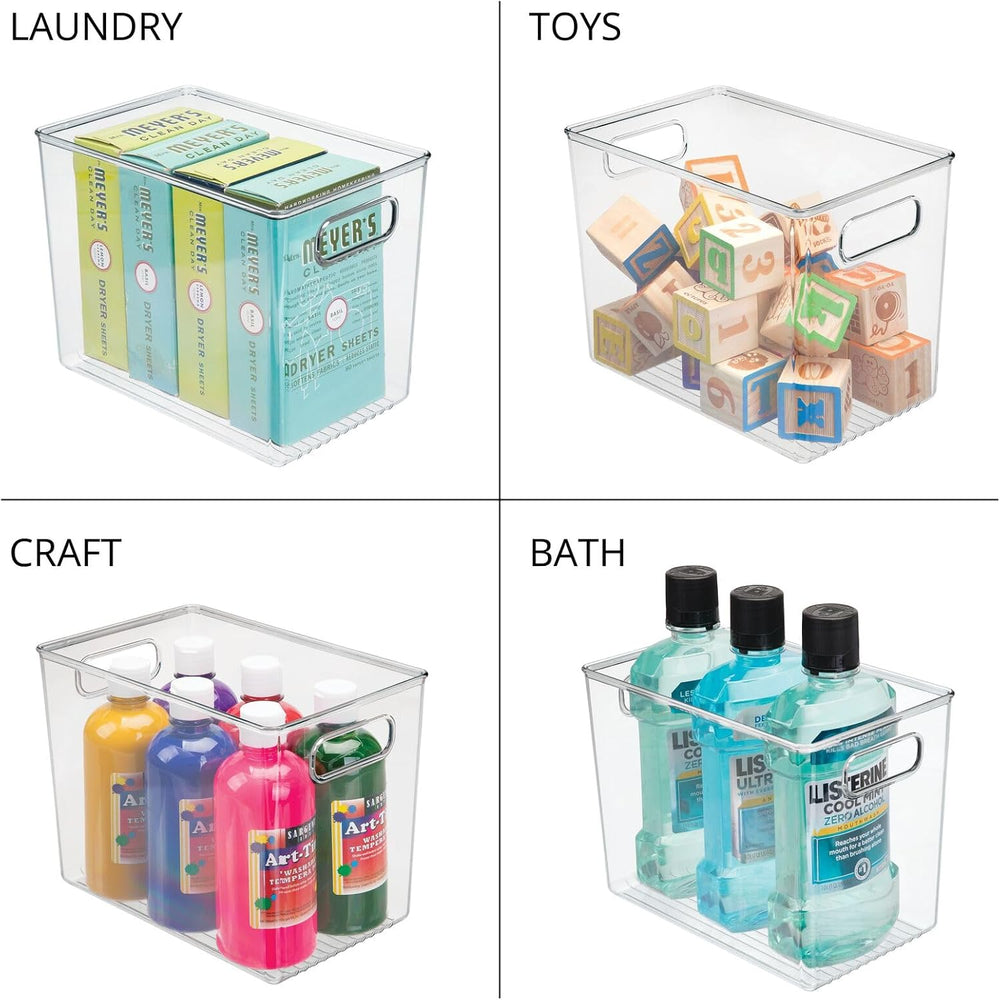 mDesign Plastic Deep Kitchen and Pantry Organizer Storage Bin with Handles fo...