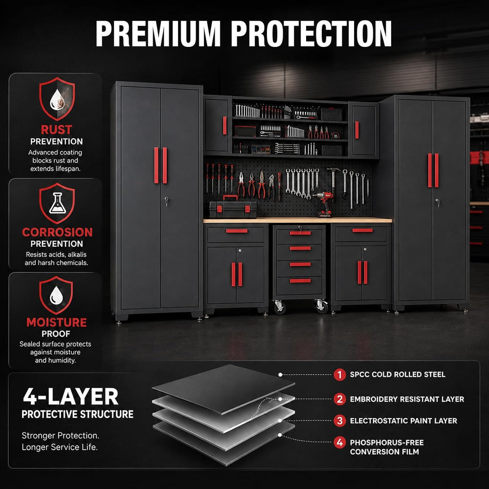 YELLOW JACKET Garage Storage Cabinets System, Locked 8-Pcs