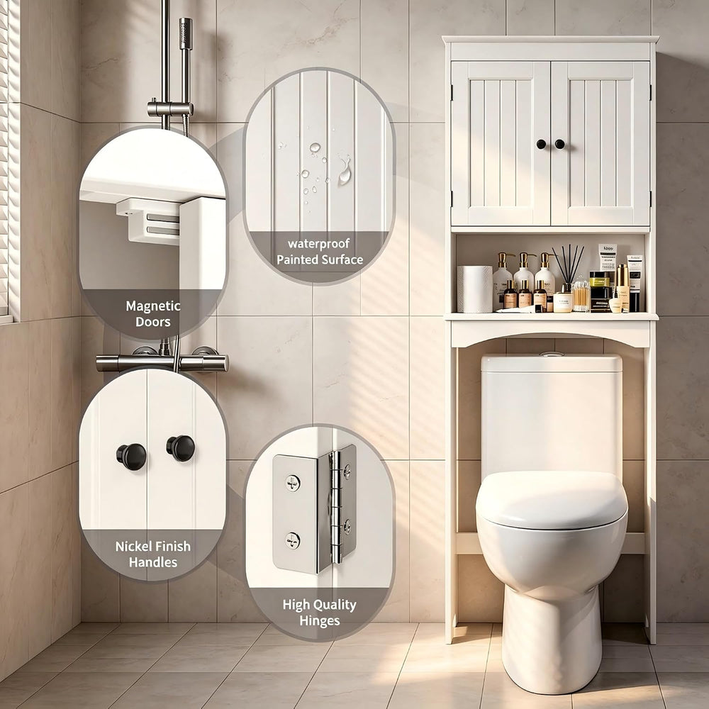 Bealife Over The Toilet Storage Cabinet with Open Shelf - White