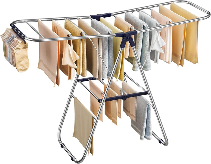 SONGMICS Clothes Drying Rack, Foldable Metal Airer, 17 x 51.2 x 39 Inches