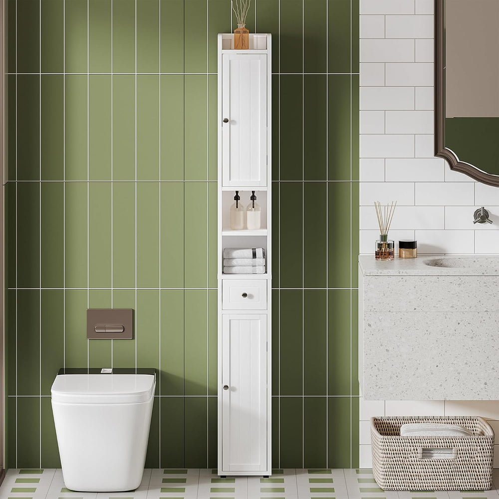 ChooChoo Narrow Bathroom Storage Cabinet with Adjustable Shelves and Drawer
