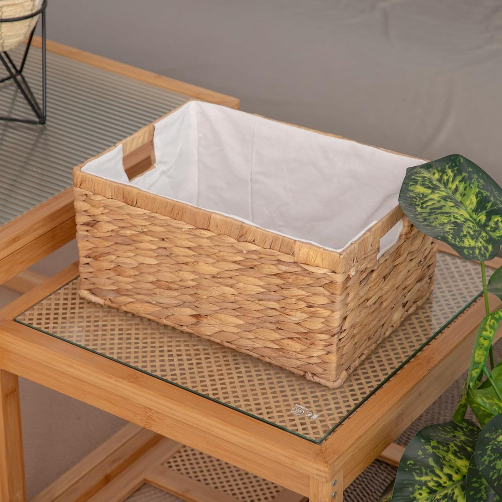 Water Hyacinth Storage Basket for Organizing,Large Wicker Basket Rectangular ...