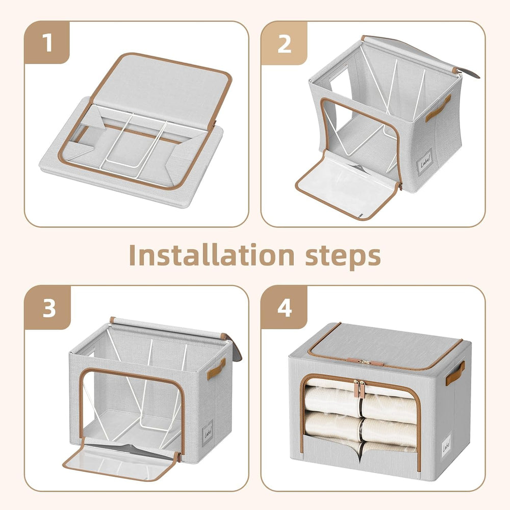 FHSQX 6 Pack Clothes Storage Bins with Metal Frame