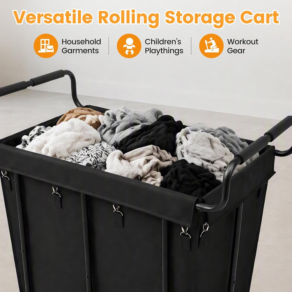 360L Laundry Hamper Cart with Wheels, Large Detachable Clothes Basket ﻿