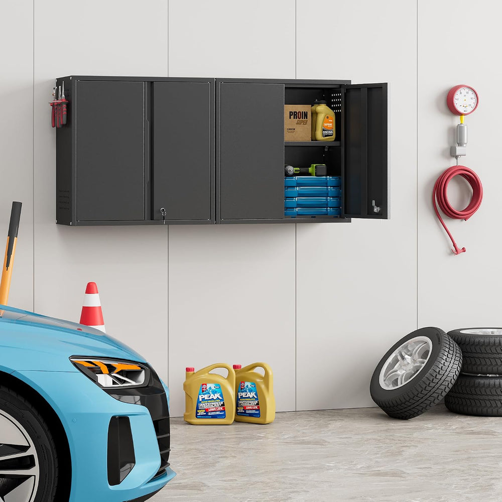Garage Wall Cabinet,26”W Metal Wall Cabinet with Locking Doors and Handle,Wal...