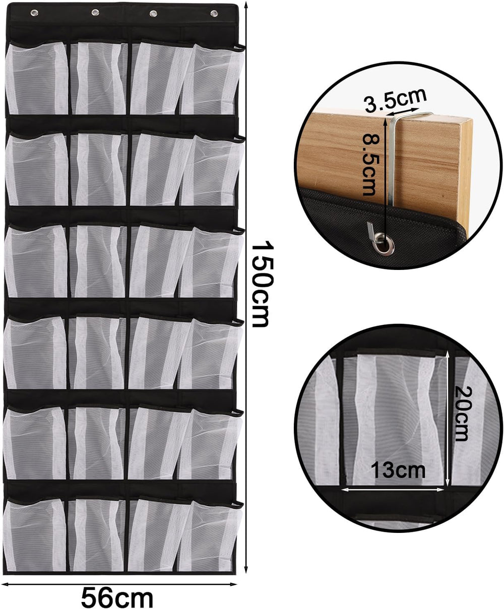 ASelected Hanging Door Organizer 2Pcs 48 Large Mesh Pockets 8 Hooks Hanging S...