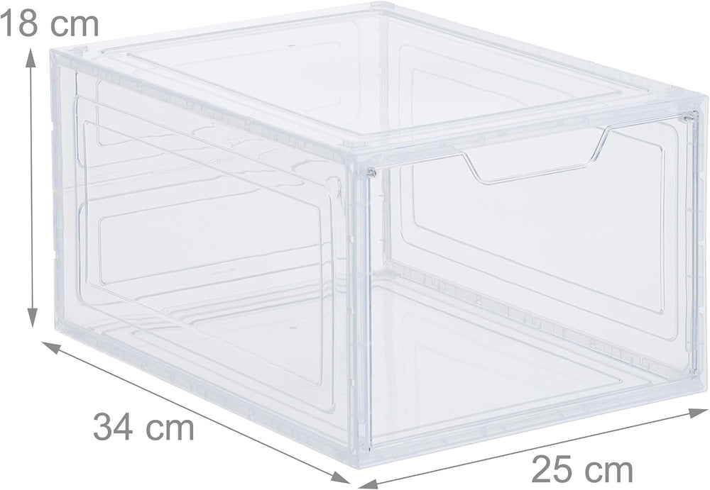 Relaxdays Set of 6 Shoe Storage Boxes, with Door, Stackable, for Footwear up ...
