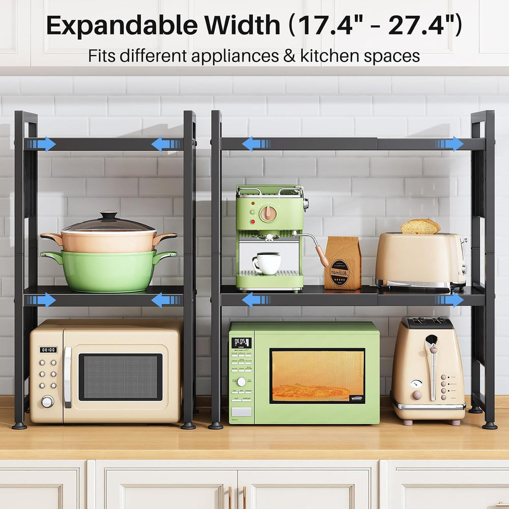 Expandable Microwave Stand, Heavy Duty 3-Tier Adjustable Microwave Oven Rack ...