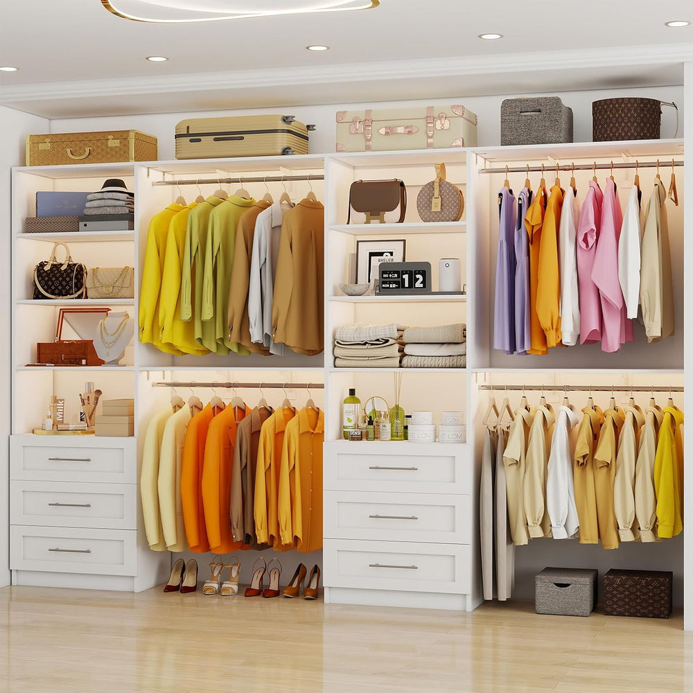 Closet System with 6 Drawers, 6-12FT Closet Organizer System with Cuttable Sh...