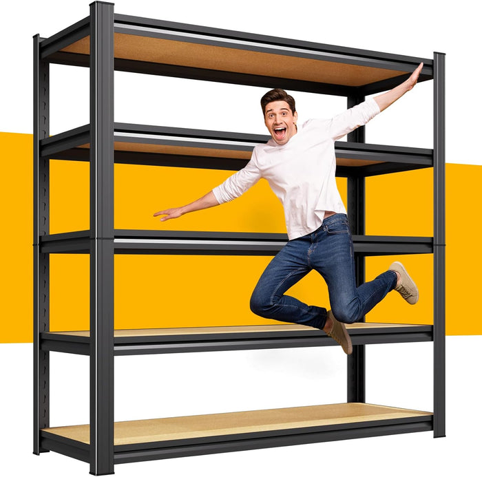 71.2''Heavy Duty Storage Shelves, 5-Tier Garage Shelving,Adjustable Metal Shelving Unit,5T Tall Garage Shelves,Metal Standing Shelf Units, Utility Rack for Kitchen Warehouse Industrial 71.2*45.6*17.7