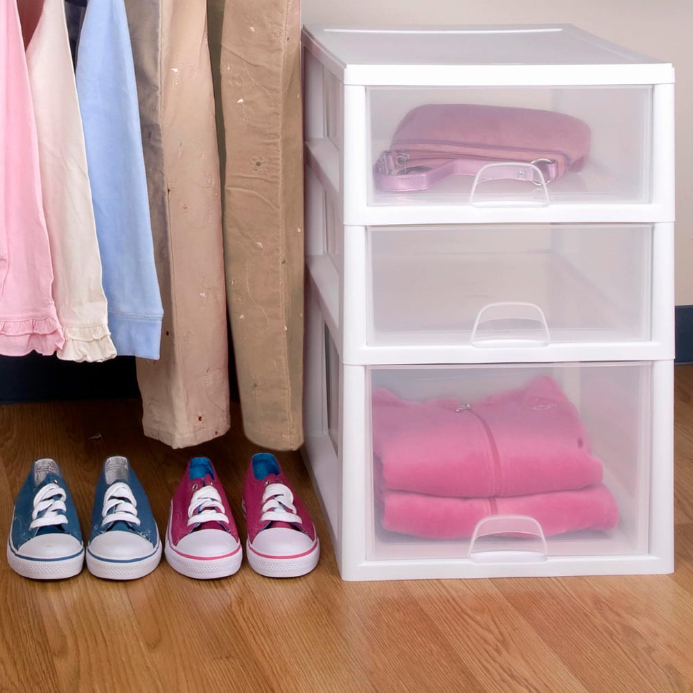 Sterilite Stacking Drawer Storage Organizer for Clothes, 16 Quart, 6-Pack