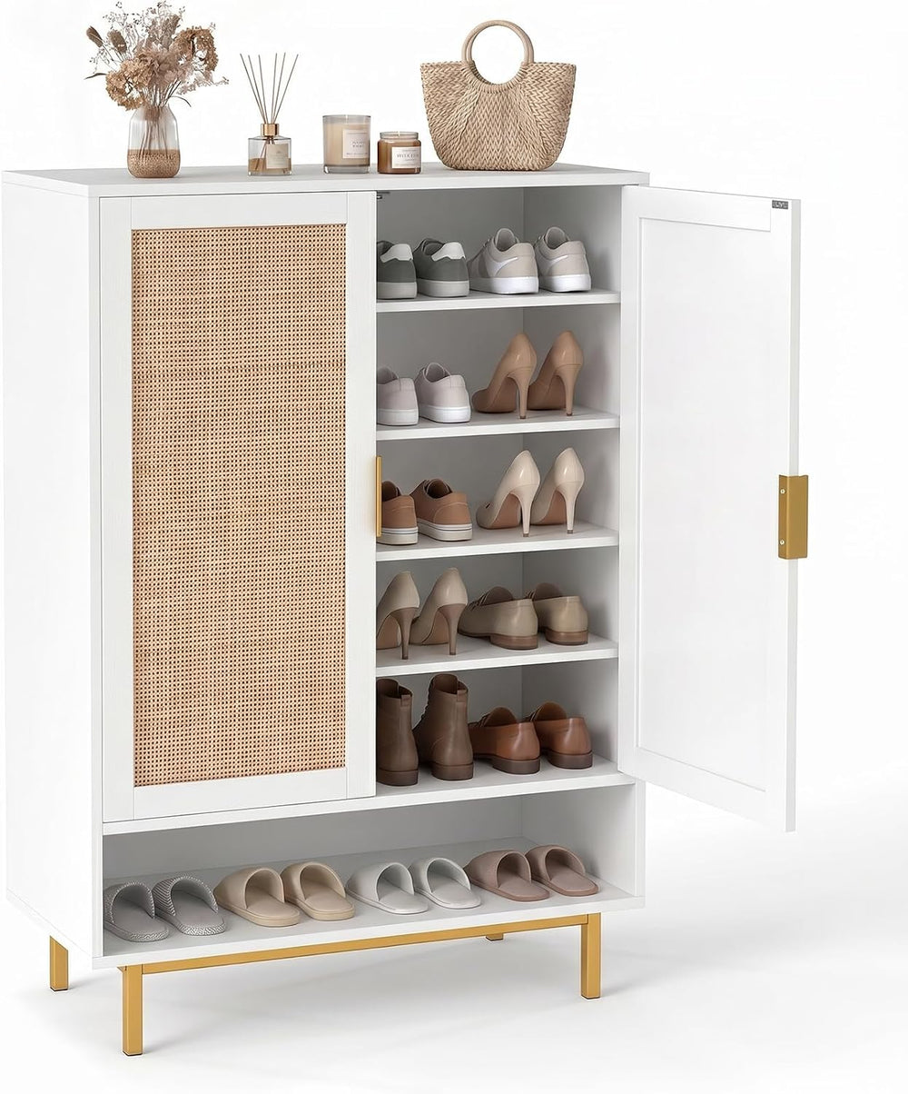 LOKO Shoe Storage Cabinet, Freestanding Hidden Shoe Cabinet (White)