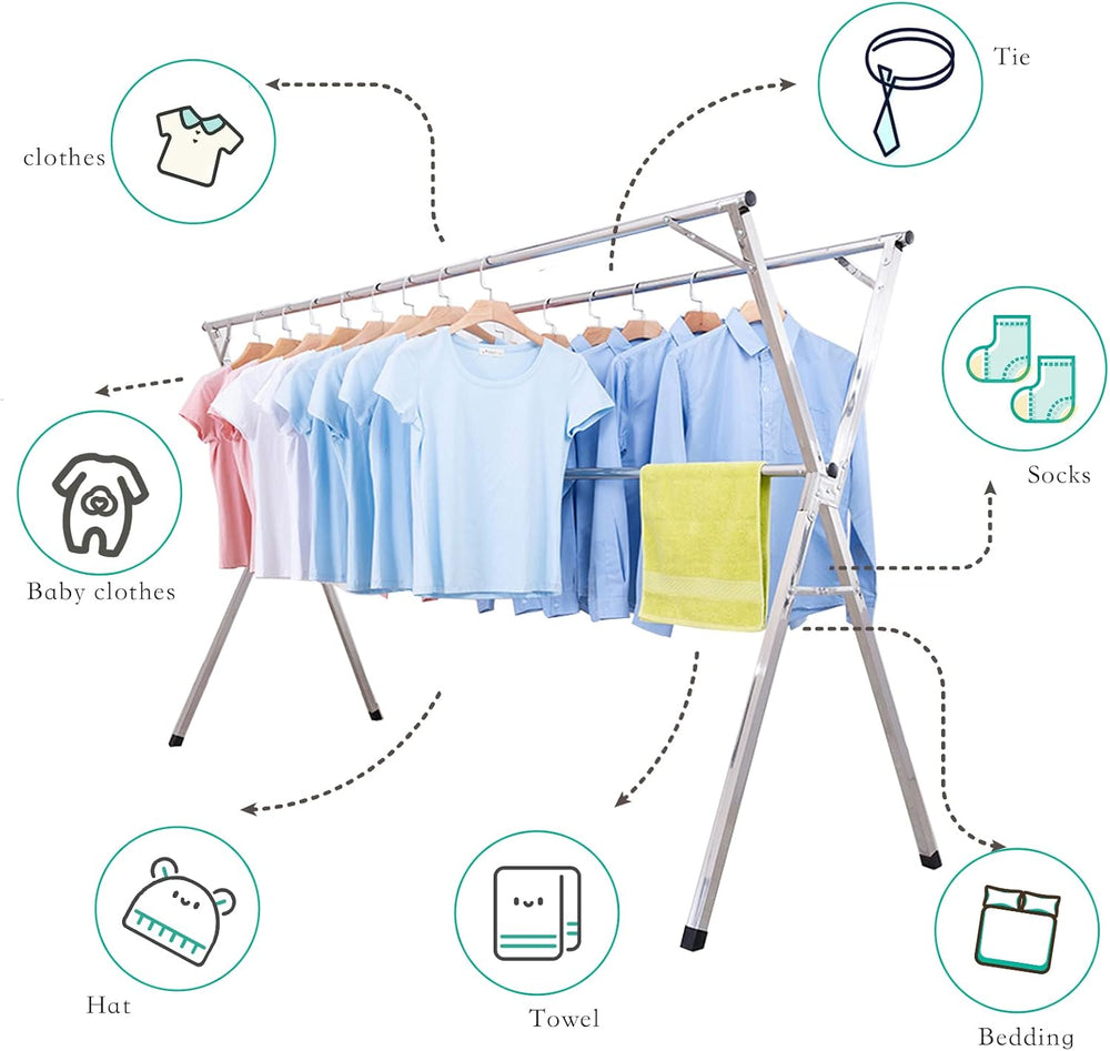 AIODE Clothes Racks for Hanging,94.5 inch for Stainless Steel Adjustable and ...