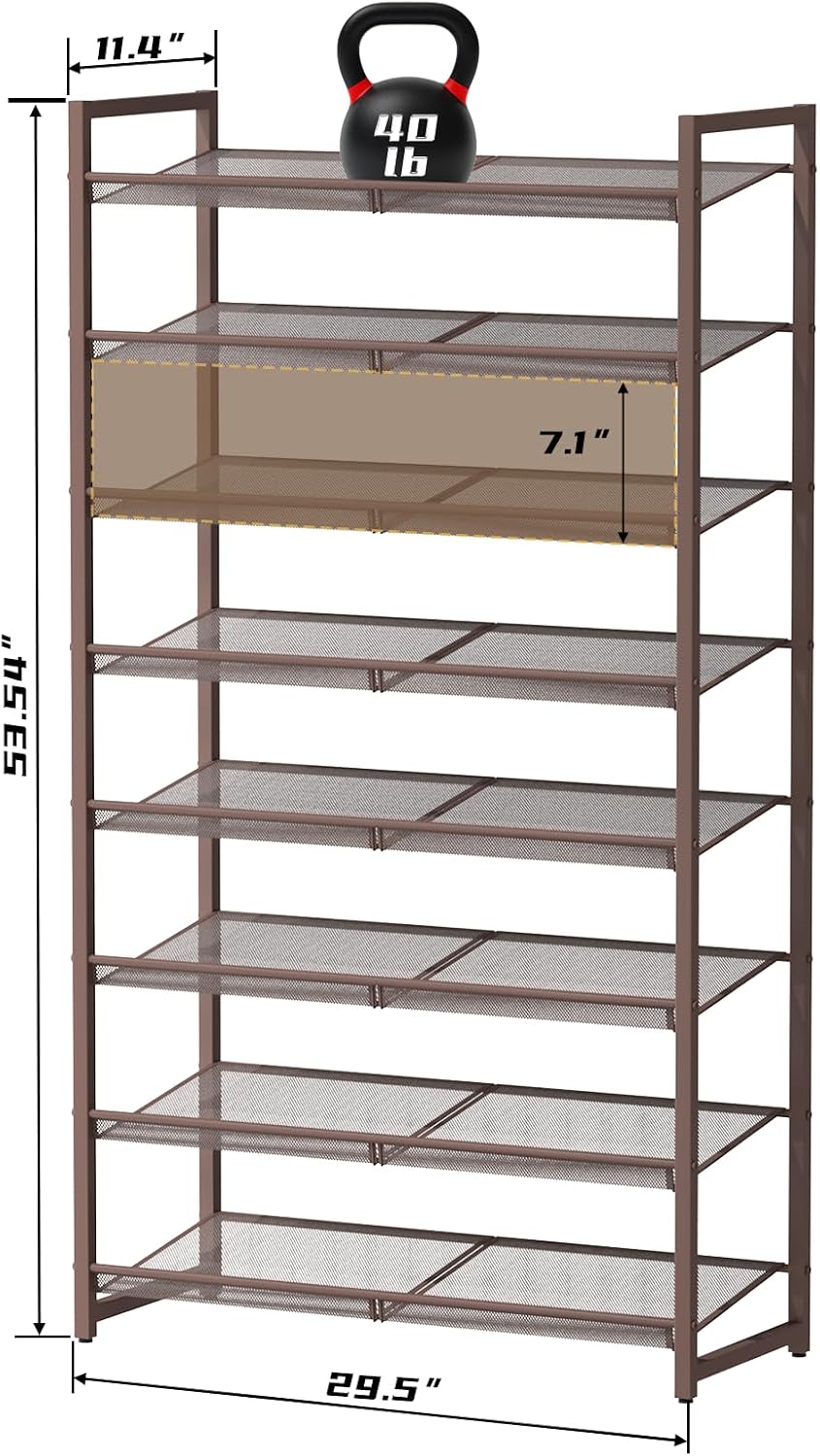 8Tier Metal Tall Shoe Rack,Large Shoe Rack for Closet,entryway,Garage, with A...