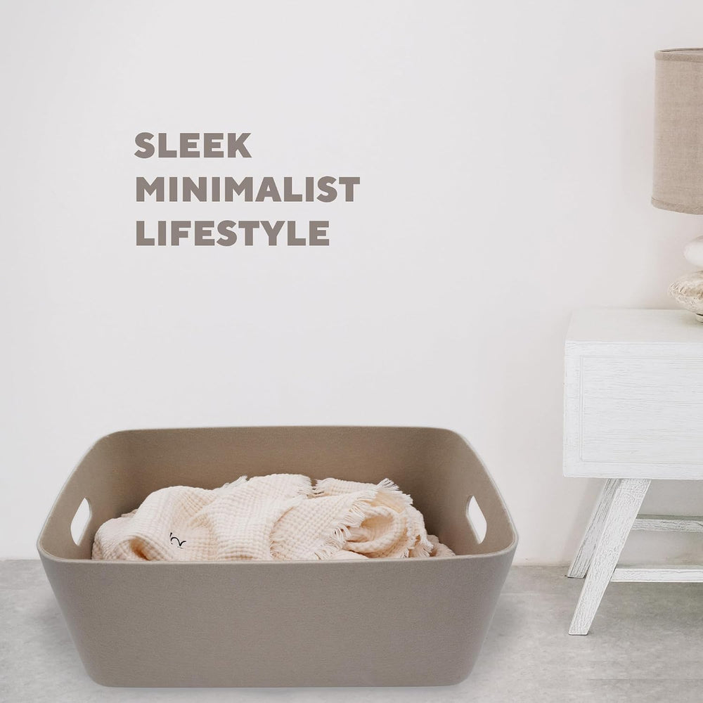 Welaxy Nordic Large Storage Basket Ultra Soft Structured Bin, Stone White