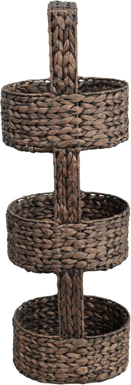 happimess Riverbend 3-Tier Water Hyacinth Storage Tower 35.5", Brown