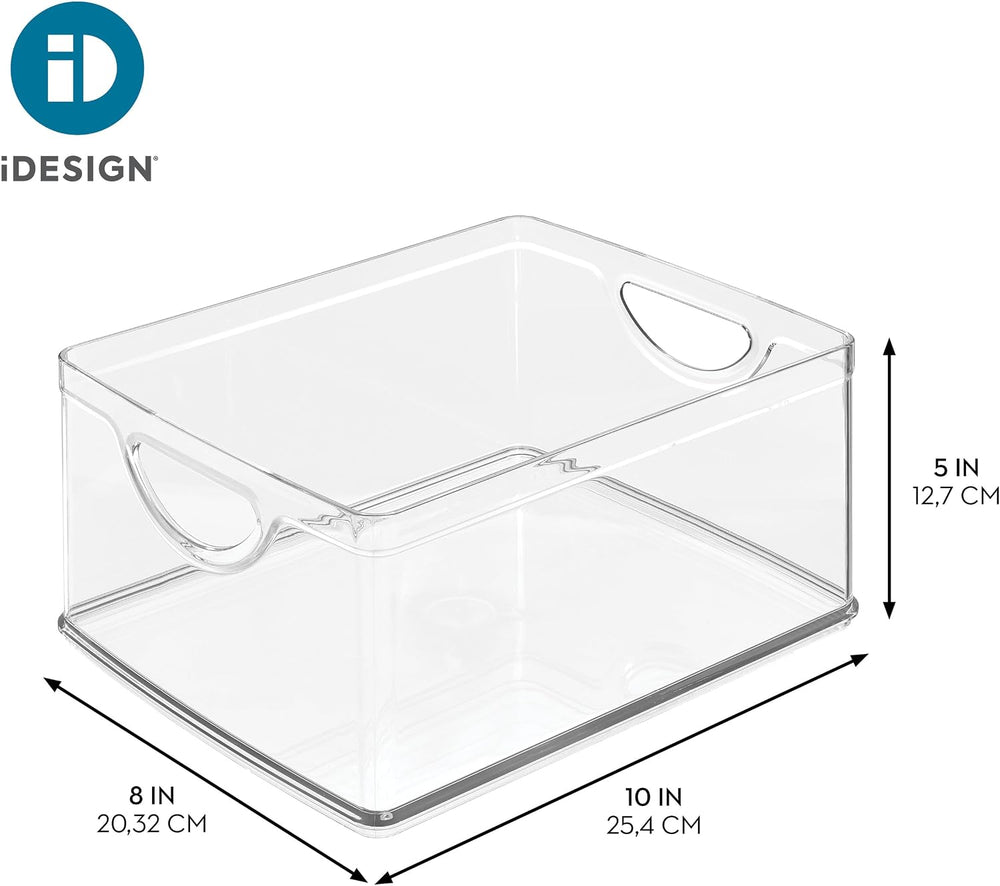 iDesign Plastic Stackable Kitchen Cabinet Storage Bin with Handles - Clear Pa...