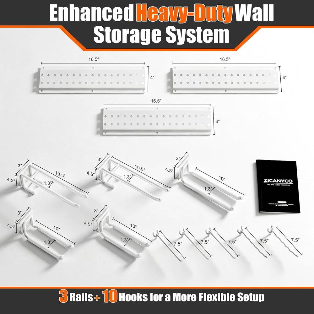 Garage Tool Organizer Wall Mount 49.5 inches with 10 Adjustable Heavy-Duty Ho...