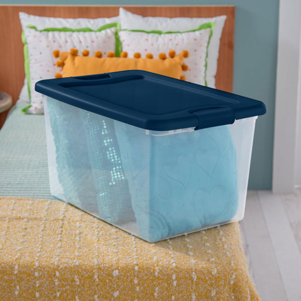 Sterilite Color Program, Large Clear Plastic Storage, 64 Quart, 6-Pack
