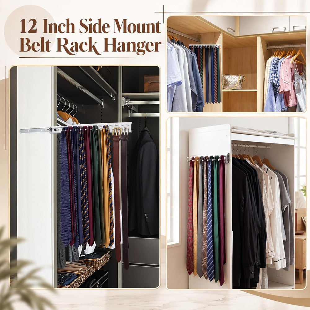 Blulu 2 Pcs 11.8'' Sliding Tie Rack Hangers for Closet, 23 Tie Each, ...