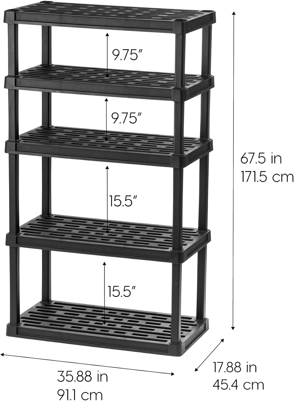 Bundle of IRIS USA 5-Shelf Heavy Duty Plastic Storage Shelves, Black + IRIS U...