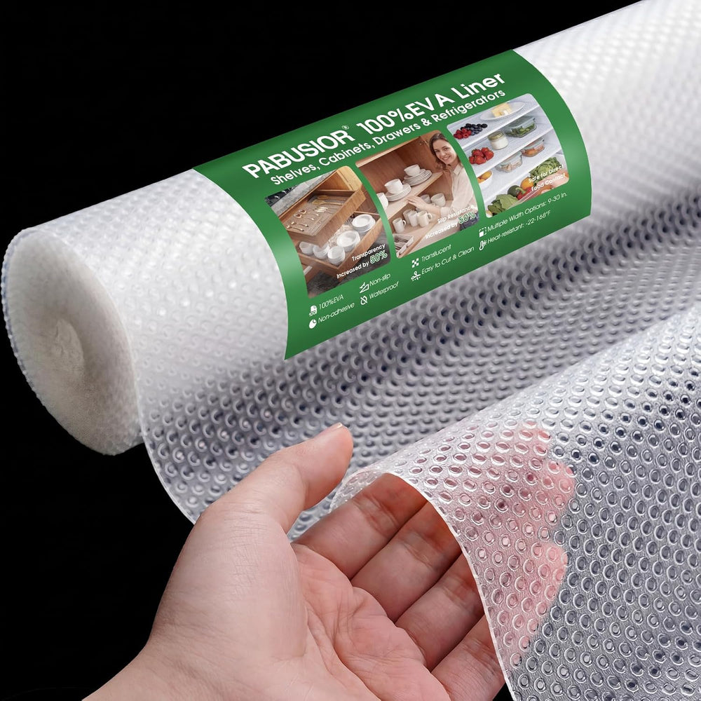 Cabinet Drawer Shelf Liner 30-in: 100% EVA Clear Dual-Sided Non-Slip Large
