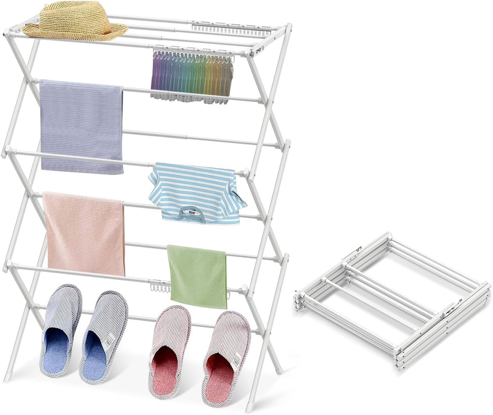 3-Tier Clothes Drying Rack Drying Rack Clothing Pure White-1pack
