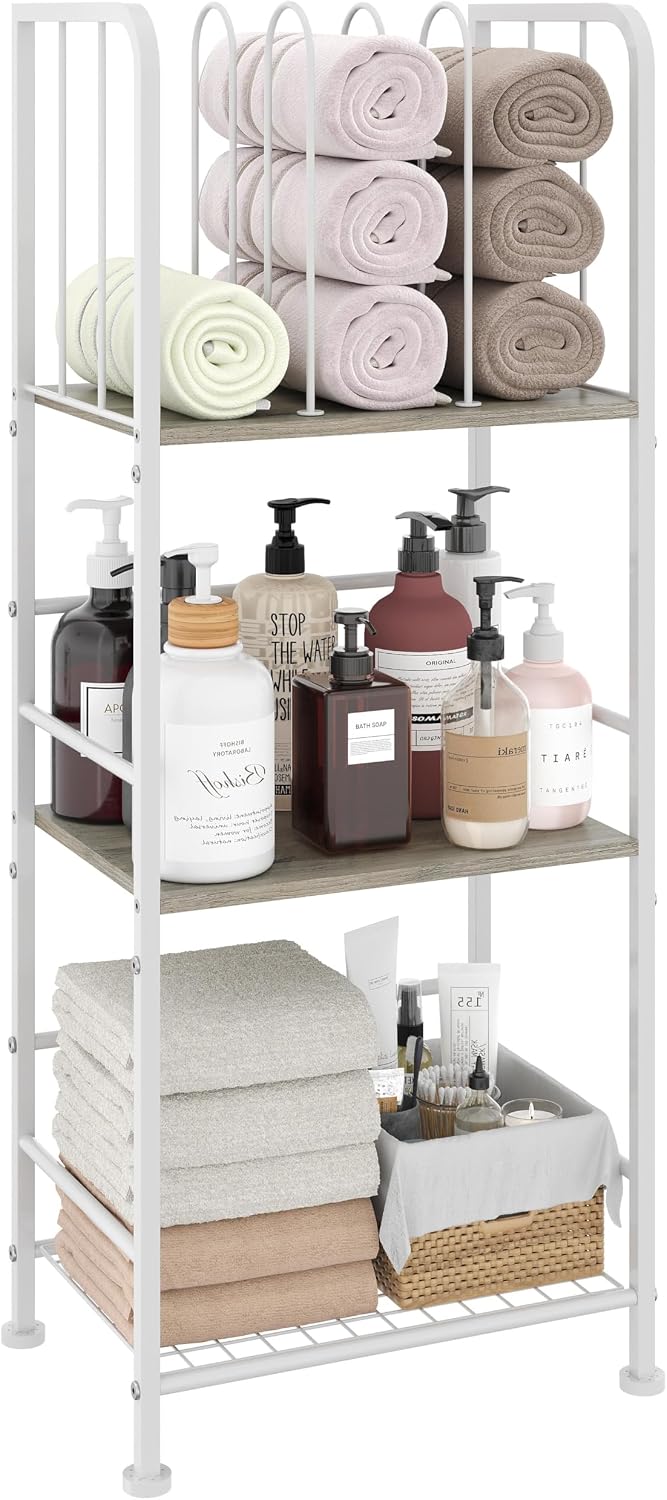 3-Tier Freestanding Towel Racks for Bathroom, White Towel Rack Stand