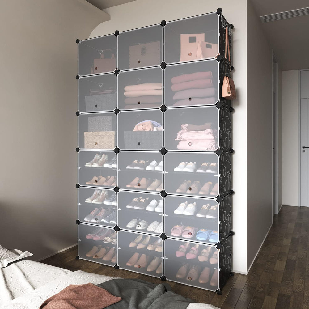 ROJASOP Portable Shoe Rack Organizer, 72 Pairs Covered Shoe Rack Shoe Organiz...