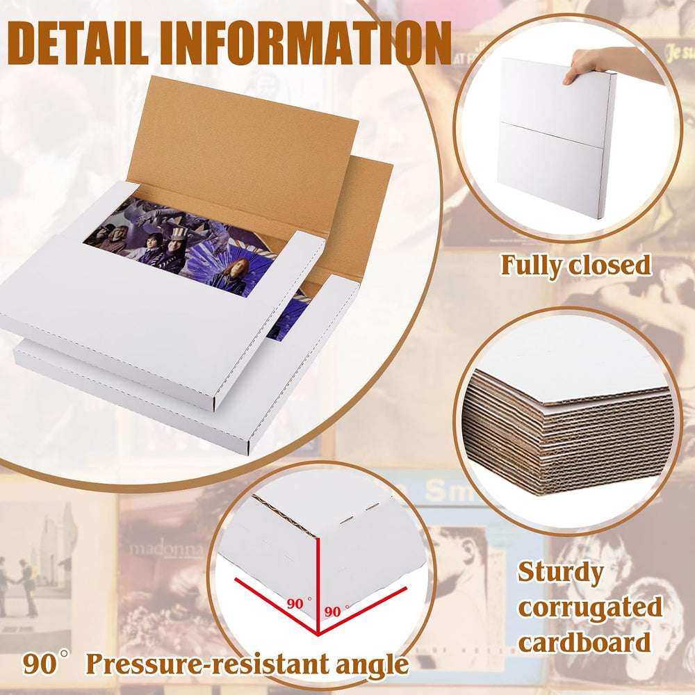 Tinlade 50 Pack Vinyl Record Shipping Boxes 12.5" x 12.5" x 1"...