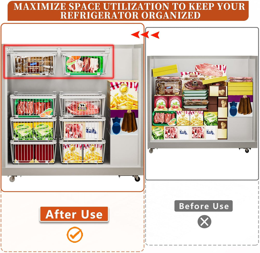 Hanging Freezer Organizer Bins for 5 to 20 Cu.Ft,Leak-Proof Bottom，2Pack