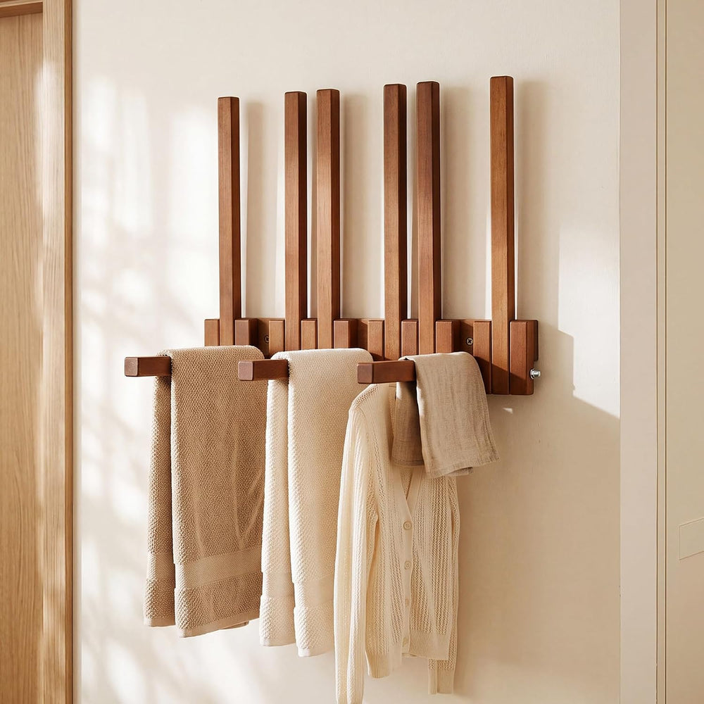 Novabright 2 Pcs Pine Wood Wall Mounted Drying Rack for Laundry, Original