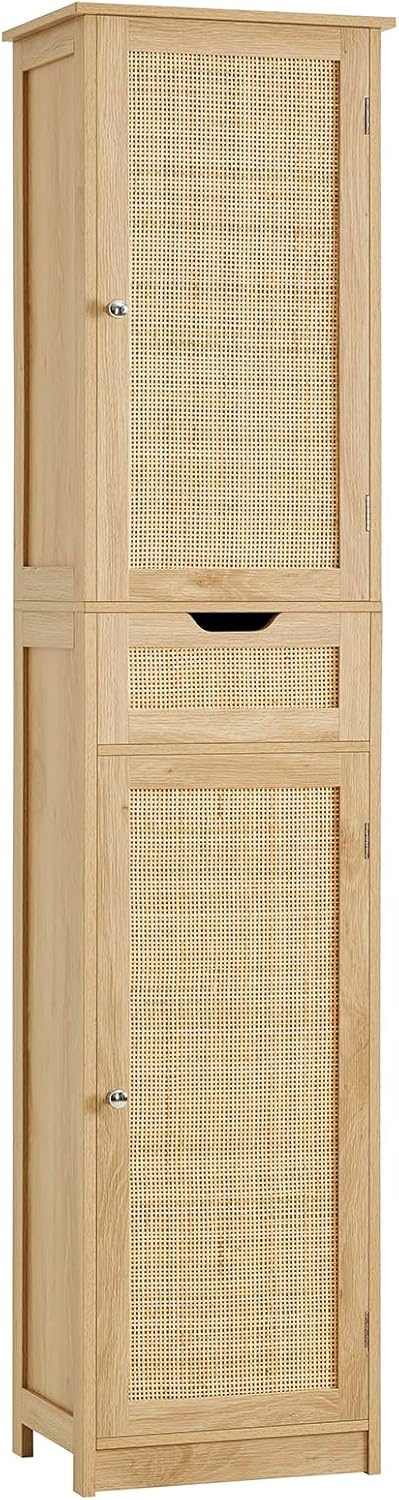 Iwell 66.9" Tall Bathroom Storage Cabinet with 2 Doors & 1 Drawer